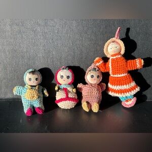 Vintage Amigurumi Crochet Mini Doll Asian Lot Of 4